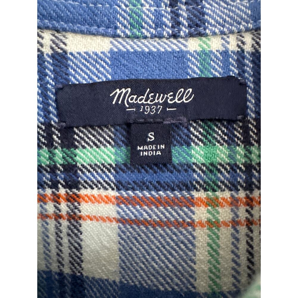 Madewell plaid flannel button down shirt blue & green small - Picture 9 of 12